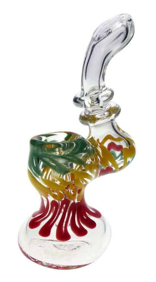 5" Tall Clear Sherlock Bubbler w/ Rasta Striping