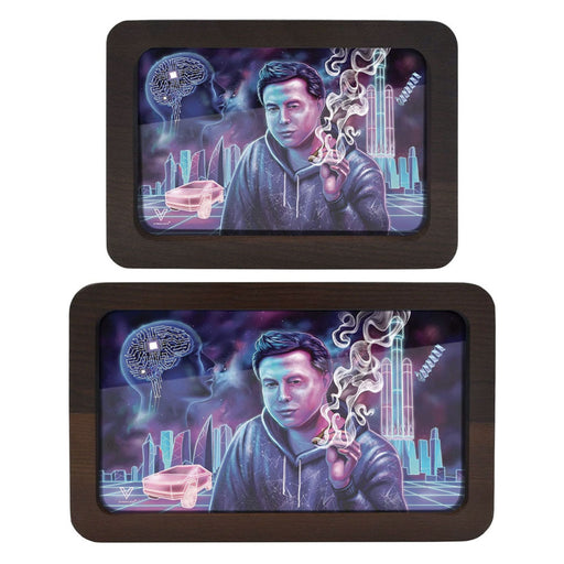 V Syndicate High-Def 3-D Wood Rolling Tray Medium - Space Xhale