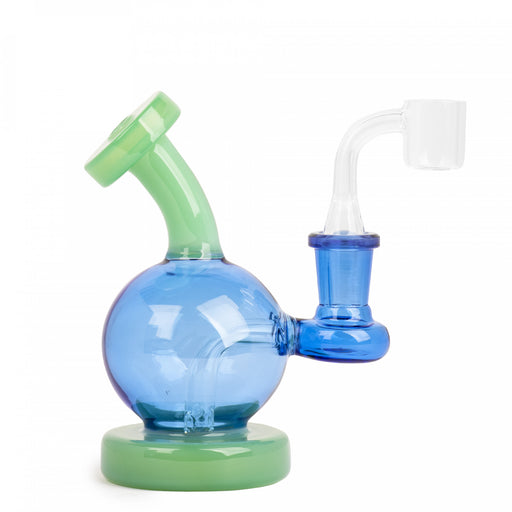 Red Eye Glass 5" Tall Sapphire Blue & Mint Green Shuvit Concentrate Rig W/3 Hole Perc