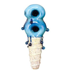 Red Eye Glass 5" Two Scoop Hand Pipe W/2 Bowls