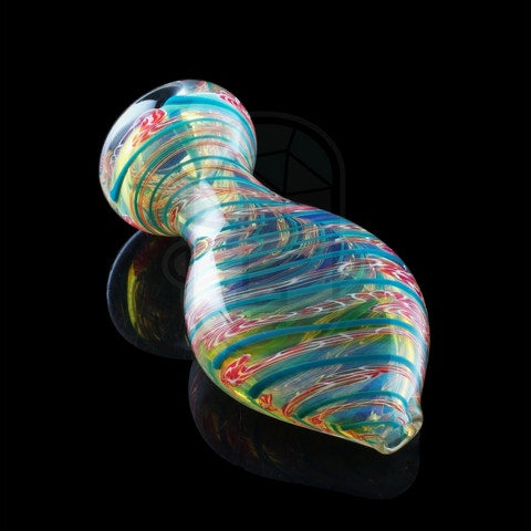 Latticino Cane Fumed Flat Belly Chillum