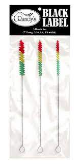 Randy's Nylon & Galvanized Steel Cleaning Brush Set of 3 - 7" Long (3/16", 1/4", 3/8" Width) - Rasta