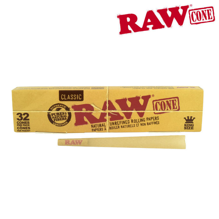 Raw Classic Natural Unrefined Pre-Rolled Cones King Size 32pack