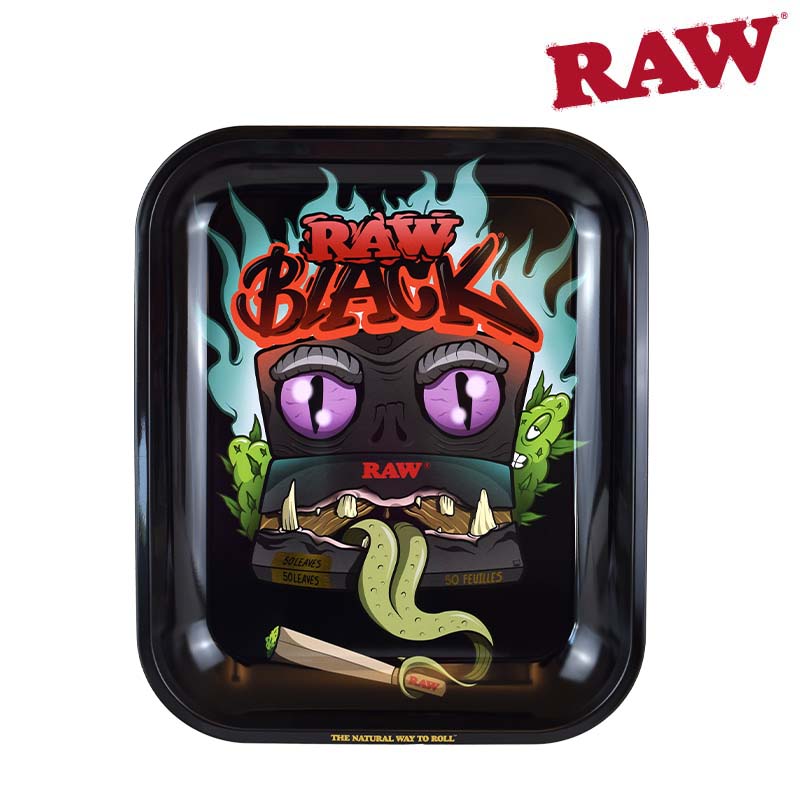 RAW BLACK ROLLING TRAY TIN MONSTER DESIGN LARGE