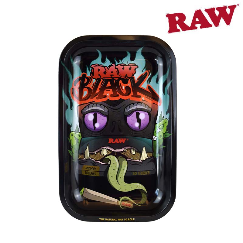 RAW ROLLING TRAY TIN BLACK MONSTER SMALL