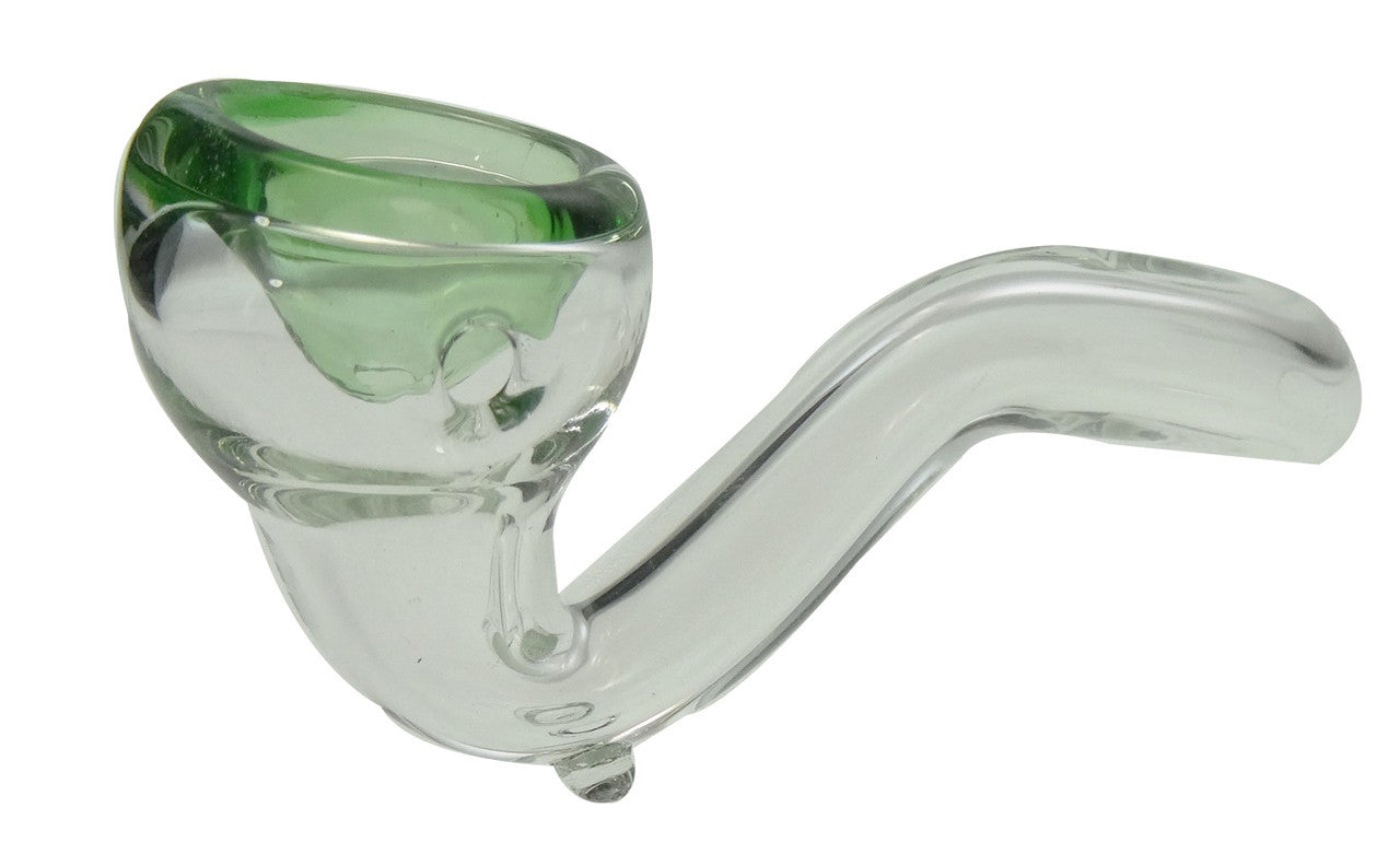 Mini Glass Pipe Clear Sherlock w/ Colored Bowl