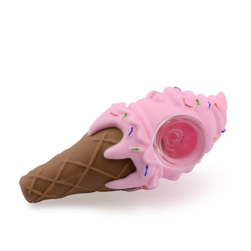 Lit Silicone 5" Ice Cream Cone Hand Pipe