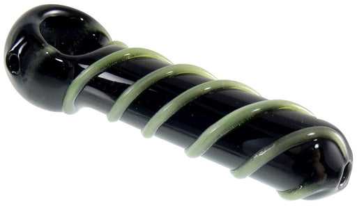 Slyme Swizzler - 3.75" Green Slyme Striped Spoon on Black by Jellyfish Glass