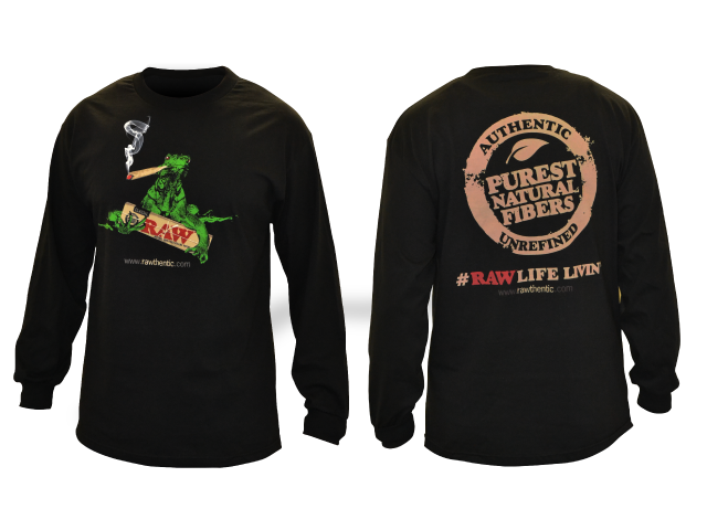 Raw Men's Smoking Iguana Black Long Sleeve T-Shirt