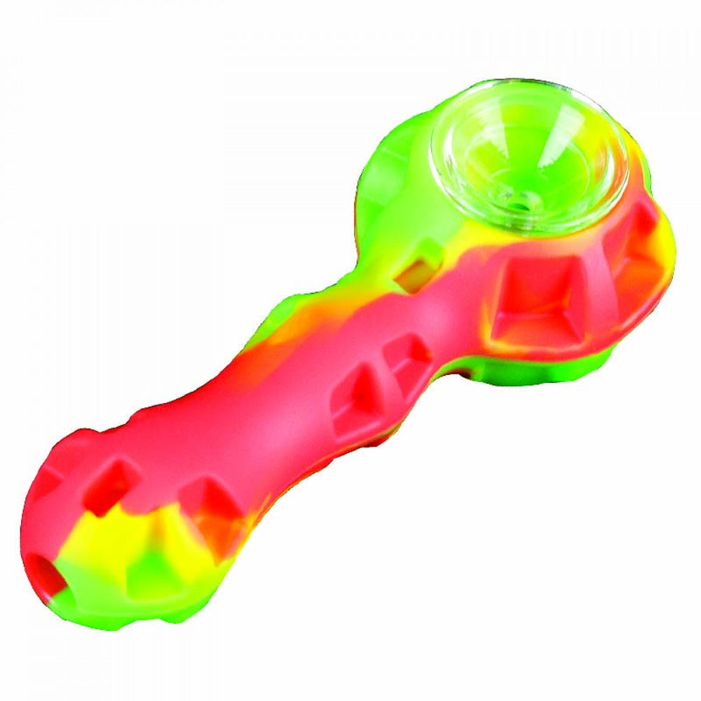 LIT Silicone Hand Pipe W/Glass Bowl & SS Poker